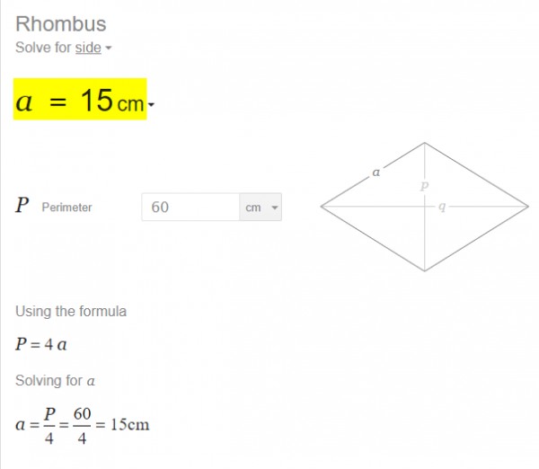 Length of Side of a Rhombus
