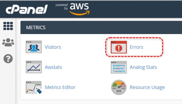 cPanel > Metrics > Errors