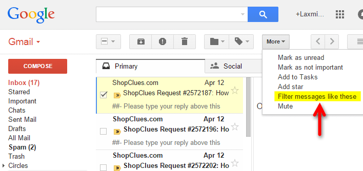 Gmail email Filter